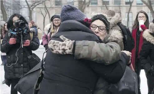  ?? CHRIS YOUNG / THE CANADIAN PRESS ?? Mandi Gray spoke outside a Toronto court as Mustafa Ururyar appealed his conviction for sexual assault.