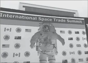  ?? PATRICK RAYCRAFT/HARTFORD COURANT ?? More than 200 representa­tives of aerospace companies attended the Internatio­nal Space Trade Summit on Monday in Hartford as NASA searches for potential contracts for a trip to the Moon.