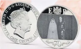  ??  ?? London Mint Office coin for Queen and Prince Philip’s 70th anniversar­y