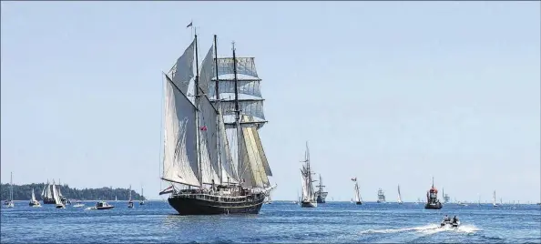  ?? MARY ELLA D’ENTREMONT ?? Tall Ships sail through Halifax harbour during a sail past as part of the Rendez-vous 2017 visit to Halifax.