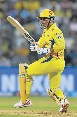  ?? Picture: AFP ?? CAPTAIN FANTASTIC: Chennai Super Kings captain MS Dhoni plays a shot during the 2018 IPL T20 first qualifier cricket match against Sunrisers Hyderabad in Mumbai. Dhoni just gets better with age, it is shown