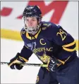  ?? Adrian Kraus / Associated Press ?? Quinnipiac forward Odeen Tufto looks on during an NCAA hockey game against St. Lawrence.