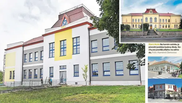  ?? Foto: Kamenné Žehrovice ?? Na horním snímku je původní podoba budovy školy. Sochy prý později přijdou na zahradu.