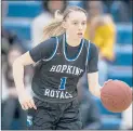  ?? ELIZABETH FLORES/SPECIAL TO THE COURANT ?? Incoming UConn recruit Paige Bueckers in action during her Senior Night game for Hopkins High in Minnesota on Feb. 21. Bueckers, a 5-foot-11 guard, is the toprated high school recruit in the nation.