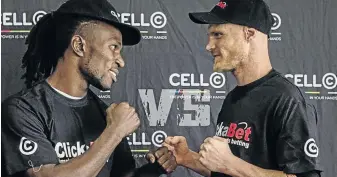  ?? /SUPPLIED ?? Congolese Eric Kapia Mukadi and Sean Ness have promised to beat each other up at the Turffontei­n Racecourse on December 3.