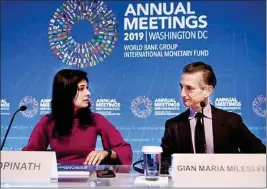  ??  ?? IMF chief economist Gita Gopinath has cautioned India about the dangers of a fiscal overreach for reversing the slowdown