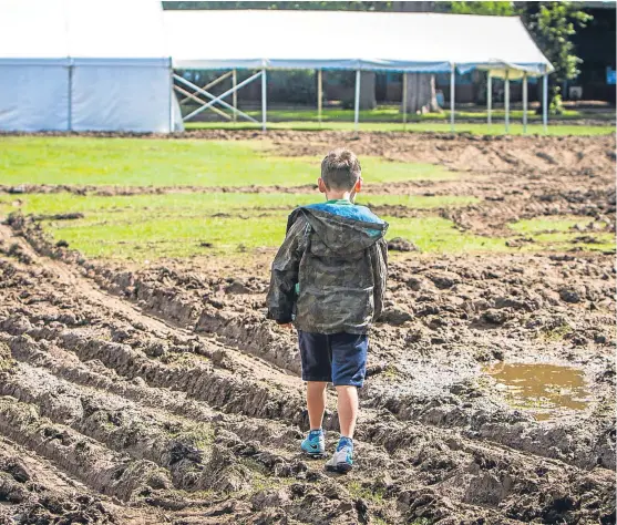  ?? Picture: Steve MacDougall. ?? The churned-up state of the Lesser South Inch after torrential rain and the recent Perth Show has led to the Perth Highland Games having to be cancelled.