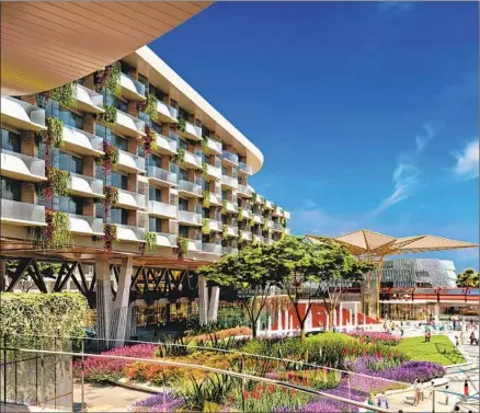  ?? Disneyland Resort ?? ANAHEIM city officials have informed Disneyland Resort that its planned hotel no longer qualifies for $267 million in tax breaks because the proposed site has changed. Above, an artist’s rendering of the 700-room hotel, which had been set to open in 2021.