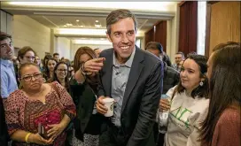  ?? JAY JANNER / AMERICAN-STATESMAN ?? Beto O’Rourke, Democratic candidate for U.S. senator, leaves a town hall-style meeting at Southweste­rn University in Georgetown on Sunday.