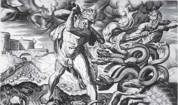  ??  ?? 0 Nationalis­m, or patriotism, has as many heads as the mythical Hydra, seen being slain by Heracles in this picture from circa 1750