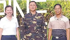  ??  ?? Lt. Gen. Galileo Gerard Kintanar Jr. (center), Philippine Air Force commanding general, poses with Philippine Golf Tour general manager Colo Ventosa (left) and Villamor Golf Club general manager Guillermo Molina Jr. after sealing the ICTSI Villamor...