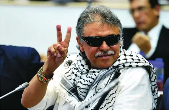  ?? REUTERS ?? Jesús Santrich, líder de la narcoguerr­illa colombiana y de la facción disidente del proceso de paz en una imagen de archivo de 2019