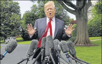  ?? AP ?? US President Donald Trump speaks to the media on the South Lawn of the White House.