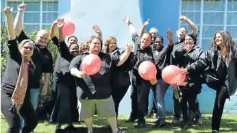  ??  ?? THE GANG’S ALL HERE: When we celebrated Talk of the Towns’ 20th birthday last year, our staff complement was, from left, Mauneen Charter, Bryan Smith, Valencia Samuels, Phumla Pase, Anneli Hanstein, Hayden Hanstein, Louise Carter, Mitch Haupt, Rob...