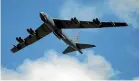 ??  ?? The B-52 bomber did a fly past at Wings Over Wairarapa yesterday.