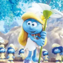  ?? SUPPLIED PHOTO ?? Above: Smurfette, voiced by Demi Lovato, in a scene from Smurfs: The Lost Village. The movie goes old school in an all-animated affair, including mouth harps and slide whistles for sound effects.