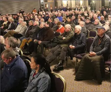  ??  ?? A section of the crowd at the ‘Save Enniscorth­y Greyhound Track’ in the Riverside Park Hotel.