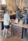  ?? ?? Barista Joe Burns prepares a morning cup for a customer at Trace Brewing.