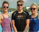  ??  ?? Coaches and GB Olympians: (l-r) Jazz Carlin, Chris Walker-Hebborn and Siobhan-Marie O’Connor