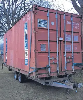  ??  ?? The trailer and container stolen from Duffus Park.
