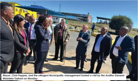  ?? ?? Mayor, Chris Pappas, and the uMngeni Municipali­ty management hosted a visit by the Auditor General Maluleke Tsakani on Monday.