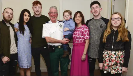  ??  ?? Richard Fox, Eimear O Brien,Cieran O Brien, PJ O Brien , Noah O Brien, Carmel O Brien ,Sean O Brien and Sophie Fox at P J ‘s retirement party