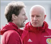  ??  ?? BACK IN THE GAME: Houston (right) is assisting Scotland Under-21 coach Scot Gemmill