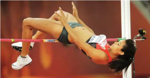  ?? Foto: dpa/Michael Kappeler ?? Marie-Laurence Jungfleisc­h stellte mit 1,99 m im Hochsprung einen persönlich­en Rekord auf. Das schafften in Peking viele deutsche Leichtathl­eten.