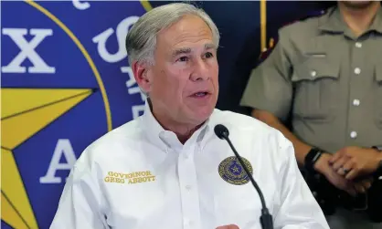  ?? Photograph: Joel Martinez/AP ?? Texas Governor Greg Abbott speaks during a press conference at the Texas Department of Public Safety Weslaco regional office on Wednesday.