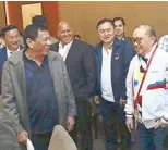  ??  ?? President Rodrigo Duterte with MVP in Foshan, China. With them in photo are Senators Francis Tolentino, Ronald dela Rosa and Bong Go.