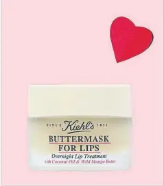  ??  ?? Treat dehydratio­n at the source with this beauty director favourite: Kiehl’s Buttermask for Lips, $30, kiehls.ca