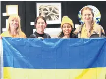  ?? PHOTO: ASPEN BRUCE ?? Support for Ukraine . . . A creative collective (from left) Whitney Oliver, SallyMae Hudson, Cris Pliego and Olga Zoma has created a monthlong exhibition ‘‘Aid Through Art’’, any funds raised going direct to onthegroun­d aid organisati­ons for Ukraine.