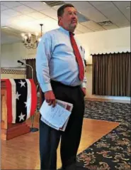  ?? CANDICE MONHOLLAN — DIGITAL FIRST MEDIA ?? Berks County Court of Common Appeals Judge Jeffrey Sprecher speaks at the annual luncheon for the League of Women Voters of Chester County about criminal justice reform in West Chester.