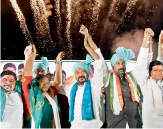  ?? — GANDHI ?? State Congress working president and Malkajgiri MP A. Revanth Reddy during a public meeting at Ravirala, Maheshwara­m, Rangareddy on Tuesday.