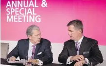  ?? LARRY MACDOUGAL/THE CANADIAN PRESS ?? CP CEO Hunter Harrison, left, will pass the reins to chief operating officer Keith Creel, right, next year.