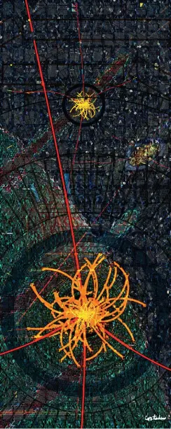  ??  ?? IN SEARCH OF HIGGS BOSON Digital tapestry, 2013 (with the participat­ion of physicist Pete Markowitz)