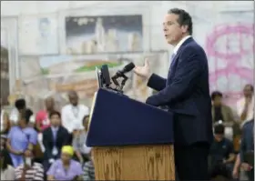  ?? SETH WENIG — THE ASSOCIATED PRESS ?? New York Governor Andrew Cuomo speaks at a recent event in the Brownsvill­e section of Brooklyn.