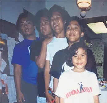  ?? Photos courtesy Basco family ?? Derek (left), Darion, Dante, Dionysio and Arianna Basco in their younger days.