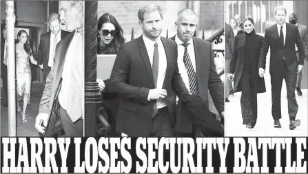  ?? (Daily Mail) ?? Prince Harry has lost his bid for a second legal challenge against the Home Office over his security arrangemen­ts when in the UK.