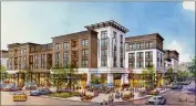  ?? PROVIDED BY CITY OF SAN RAFAEL ?? Rendering for proposed developmen­t at Northgate Mall shows shops and residentia­l building.