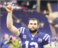  ?? Michael Conroy / Associated Press ?? With two regular-season games left, Colts quarterbac­k Andrew Luck says he’s paying no attention to playoff possibilit­ies, scoreboard­s or other team’s schedules. Instead, he’s focused on the only thing he considers important this weekend: beating the Giants on Sunday.