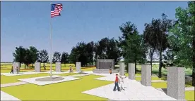  ??  ?? An architect’s rendering of the futureHube­r Heights VeteransMe­morial.