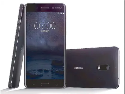  ?? — Reuters ?? A new Nokia 6 smartphone is seen in this handout image released by HMD.