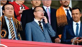  ??  ?? PO POWER PACK: Wolves chairman Jeff Shi with Guo Guangchang, of Fosun, agent Jorge Mendes and (left) Nuno Espirito Santo