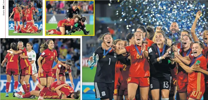  ??  ?? SUPERFIEST­A. Las jugadoras españolas celebraron por todo lo alto el primer Mundial femenino de España.