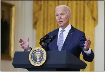  ?? EVAN VUCCI — THE ASSOCIATED PRESS ?? President Joe Biden speaks about prescripti­on drug prices and his “Build Back Better” agenda from the East Room of the White House, Thursday, Aug. 12, 2021, in Washington.
