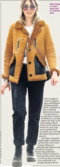  ??  ?? Edie Campbell in Coach jacket and co-ordinated jeans