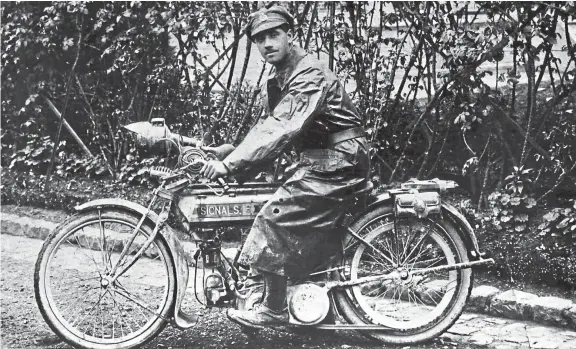  ??  ?? “Andrew M. Gibson, almost certainly from Arbroath, was a dispatch rider in the Royal Signals in France in 1916,” says the Angus reader who sent in the photograph. “Can anyone tell us about the motor cycle?”