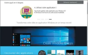  ??  ?? Le portail d’accueil du service App Studio sur appstudio.windows.com.