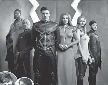  ?? PHOTOS BY ABC ?? Eme Ikwuakor, Ken Leung, Anson Mount, Serinda Swan, Isabelle Cornish and Iwan Rheon play Marvel’s Inhumans. Freddie Highmore, far left, is The Good Doctor; Jason Ritter, left, hopes to save the world in The Gospel of Kevin.